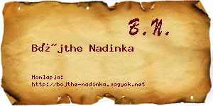 Bőjthe Nadinka névjegykártya